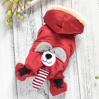 Новейшее зимнее пальто для собаки теплое одежда милый медведь щенок куртка пуховик мода щенков теплая одежда для Йоркшира - Цвет: Red
