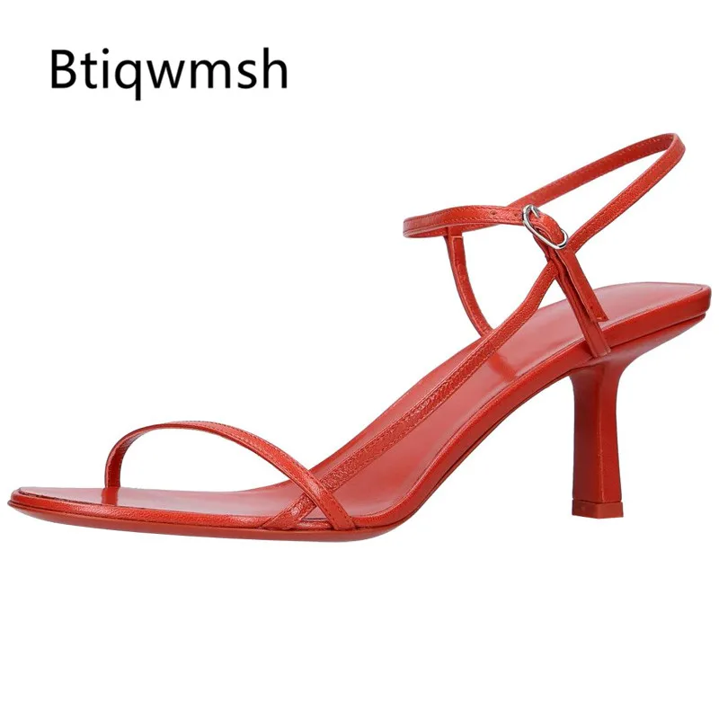 

2019 Chic Design Leather Gladiator Sandals Woman Open Toe Narrow Band Strange High Heel Shoes Women Fashion Party Shoes