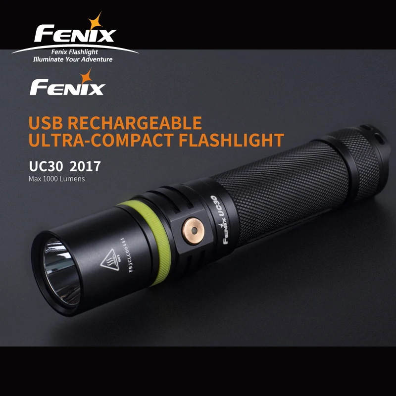  1000 Lumens Fenix UC30 2017 Cree XP-L HI V3 LED Torch Rechargeable Micro USB Flashlight with 2600mA - 32973741962