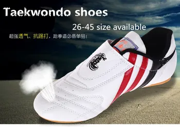 

2017 New Breathable Comfortable PU Leather Adult Kids Taekwondo Shoes Sports Sneaker Tae Kwon Do Foot Protector Training Shoes