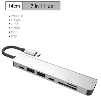 

USB C Hub 7-in-1 Type C Hub Adapter with HDMI USB 3.0 Ports SD Micro Card Reader USB-C Power Delivery