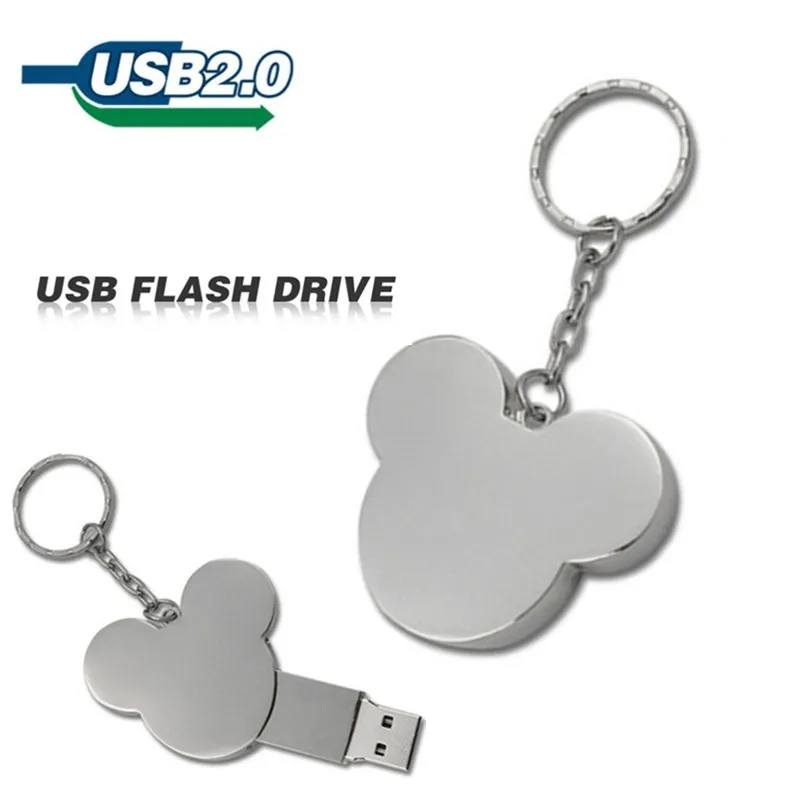 

2015 metal 4GB 8GB 16GB 32GB silver usb flash drive cute mickey mouse u disk pen drive pendrive memory stick flash card