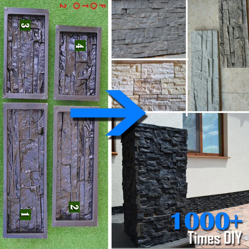 Plastic Molds for Concrete Plaster Cement Wall Stone Tiles Plaster Form