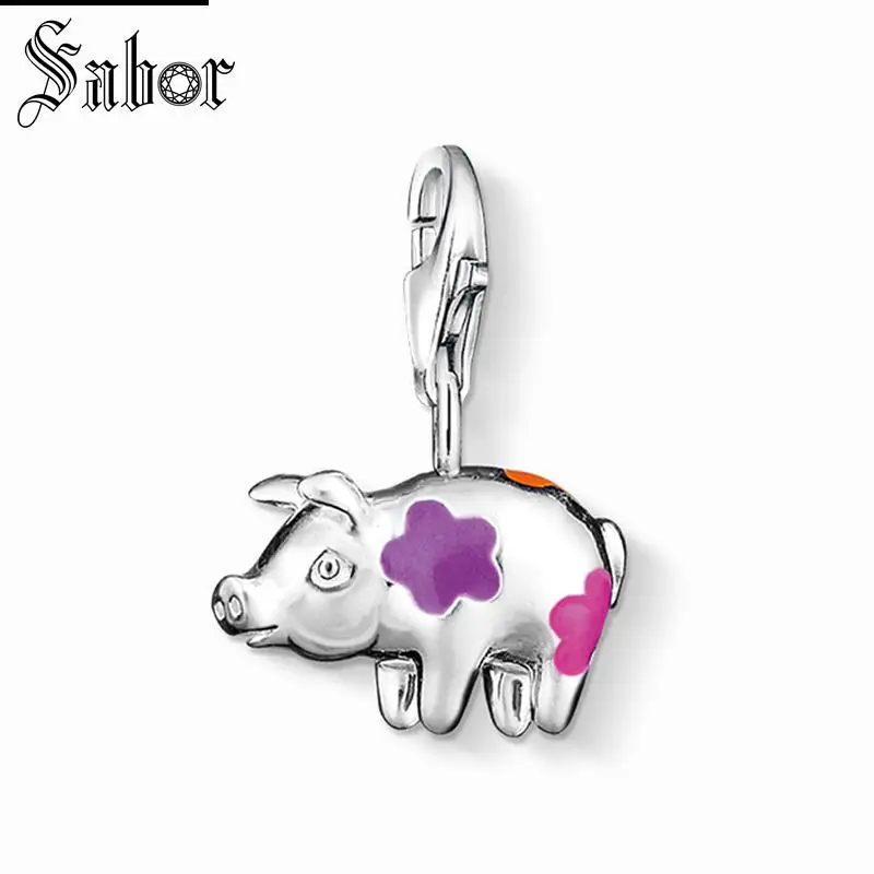 

thomas Colorful Pig Charm, gifts womens Jewelry For Women,Cute Animal Gift 925 Sterling Silver Fit Bracelet charms