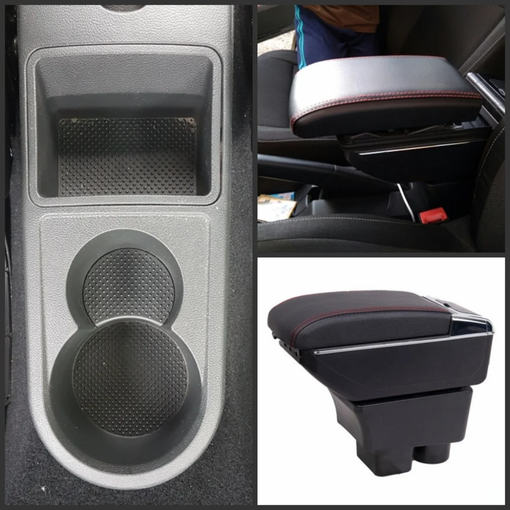 For VW Rapid armrest box central Store content Storage box with cup holder ashtray USB interface