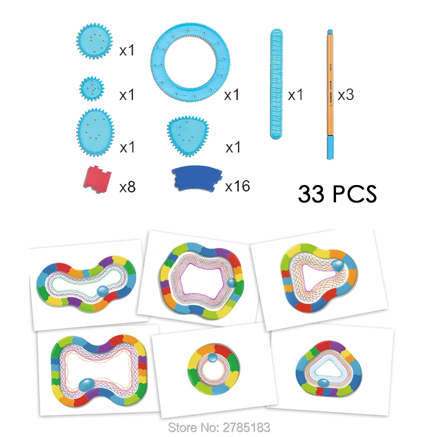 Спиральный дизайнерский Рисунок Свободный стиль 24 шт. сменная рамка с 3 ручками креативный Спирограф Рисование Развивающие игрушки для детей