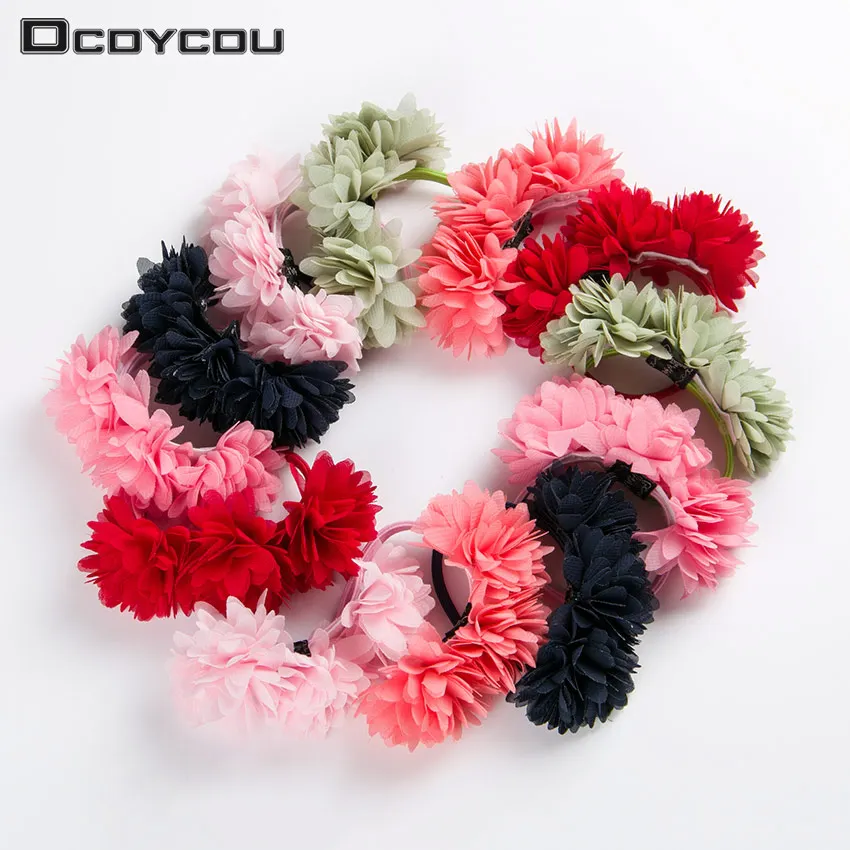 

Chiffon Flowers Children Baby Girls Hair Accessories Rubber Bands Barrettes Girl Headwear Bow 6 Colors