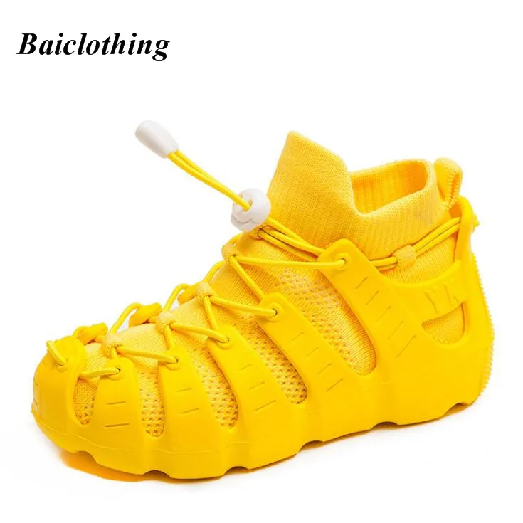 Kids Sneakers For Children Shoes Boys Casual Shoes Girls Trainer Air Mesh Breathable Fly Knit Elastic Band Sport Shoe 27-37