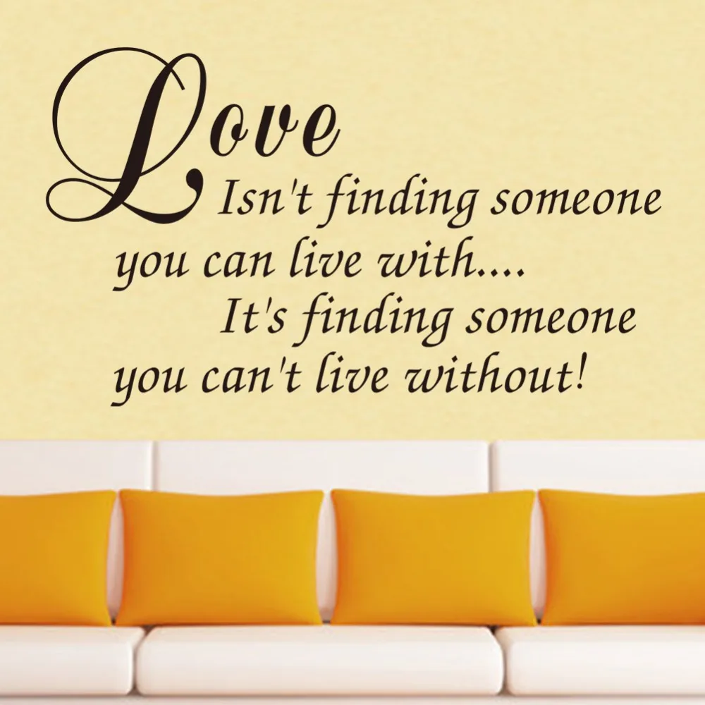 Love is finding someone you can not live without quote home decal wall stickers romatice wedding new house decoration mural art in Wall Stickers from Home