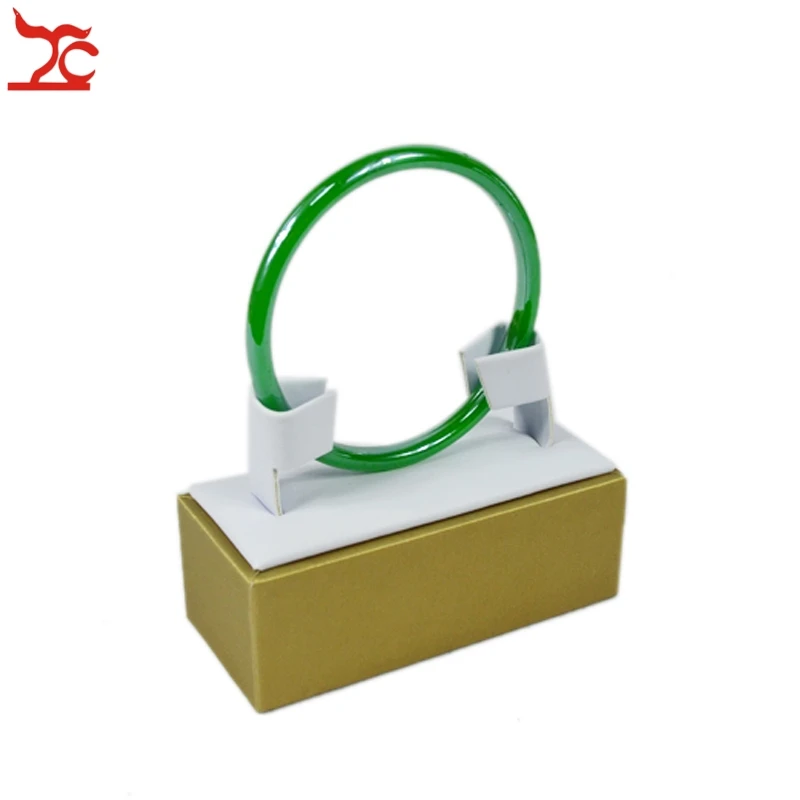 

Fashion Jewelry Display Holder Gold and White PU Bracelet Jade Bangle Organizer Storage Display Stand 9*4*6cm