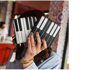 

new 2 color Piano Women Mini Wallets Female Tassel Pendant Short Money Wallets Leather Lady Zipper Coin Purses