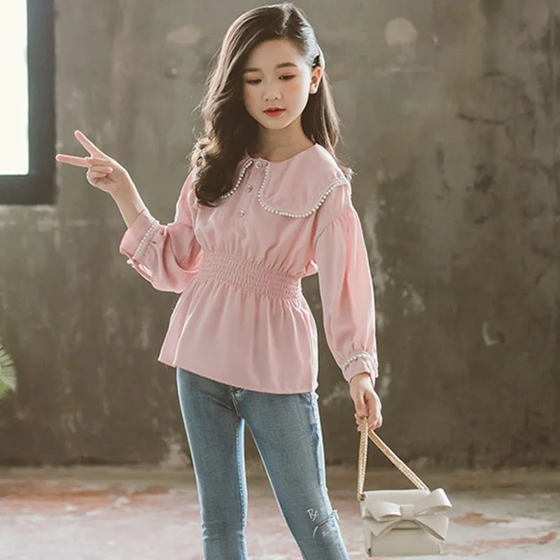 Back To School Clothing Teen Girls Blouse Top Child Clothes Long Sleeve Baby Girl Shirt Kids Tops Blouse Teenagers Autumn