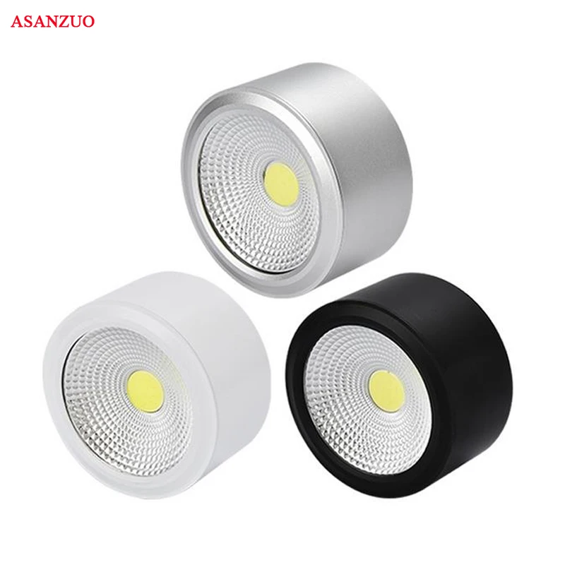 

Surface Mounted LED Downlight COB Dimmable 3W 5W 7W 12W LED Ceiling Down Light AC85-265V White Black Silver shell
