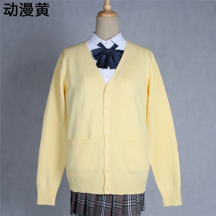 Японский Kawaii JK школьная форма для девочек длинный рукав v-образный вырез кардиган свитер косплей мягкий супер милый женский свитер пальто - Цвет: 15