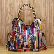 Livraison gratuite 2016 serpentine en cuir bande gland cross – corps sac à main en cuir véritable femme grand sac
