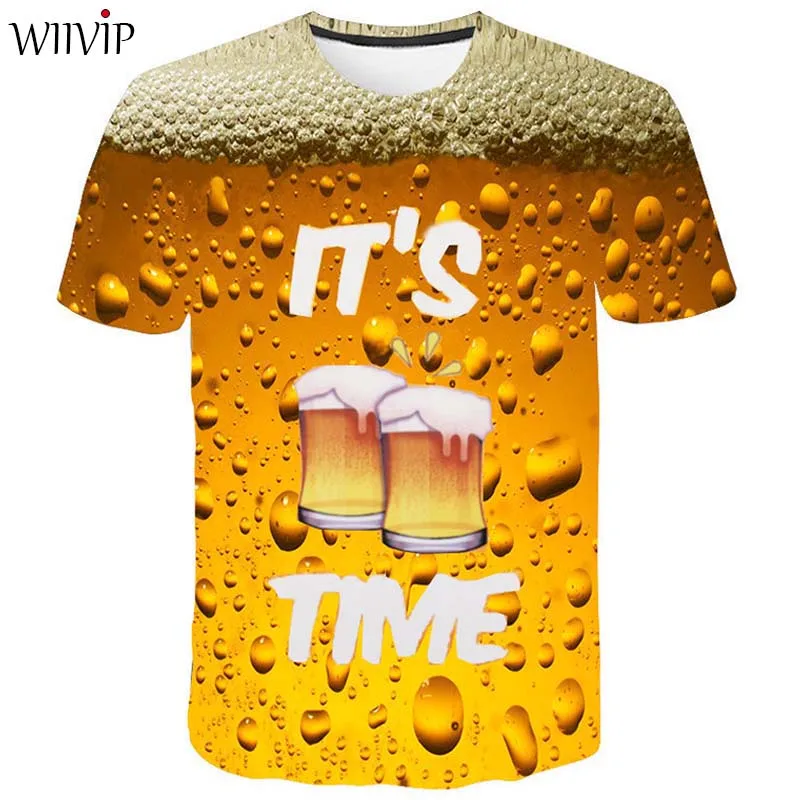 

New Fashion Man O-Neck Short Sleeve 3D Printed Beer Bubble Summer Casual Breathable Sport T-Shirt t0377