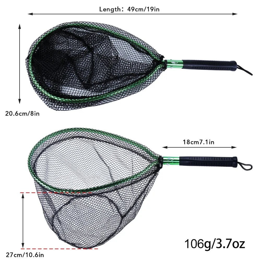 Sougayilang, 3 цвета, переносная рыболовная сеть 49 см, сетка из мягкой резины для детей, сачок, рыболовная сеть для ловли форели, шнур, рыболовные снасти