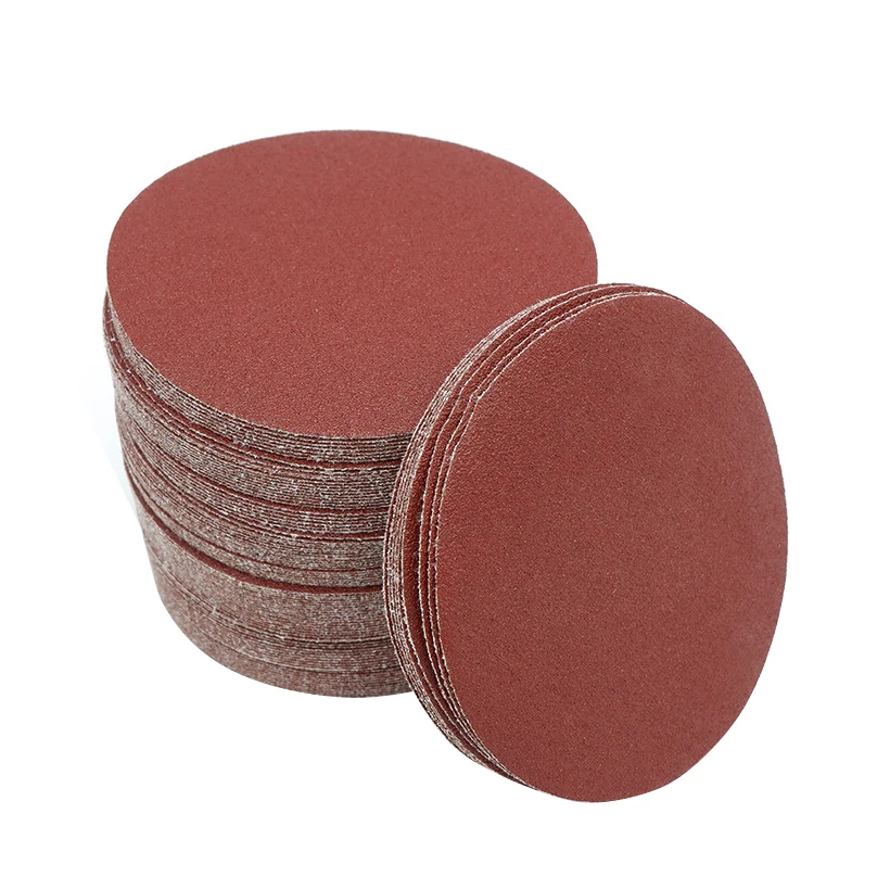 10pcs Polishing Sandpaper Disc Grit 80 Red Sand Sheets Flocking Round