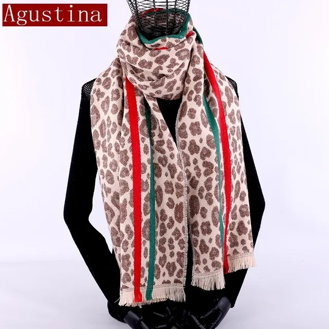 leopard scarf with red trim