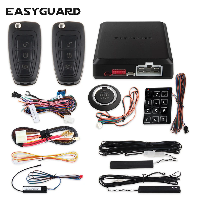 

EASYGUARD smart PKE car alarm system psssive keyless entry auto start remote stop push to start auto lock unlock DC12V