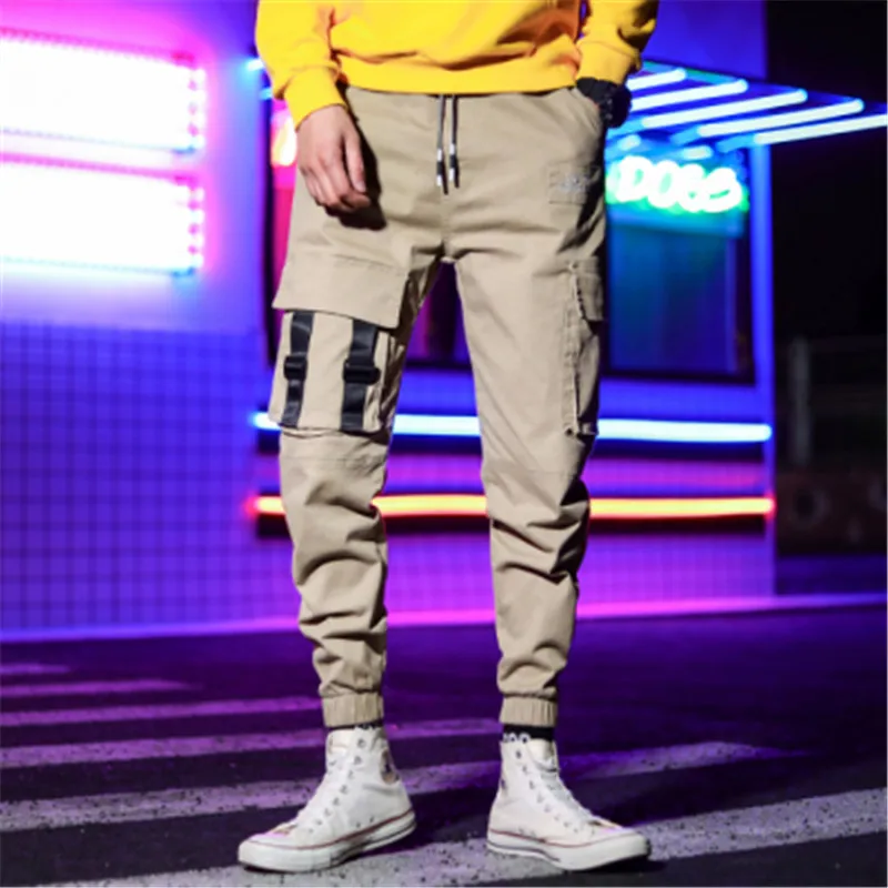 DIAOOAID новые винтажные бегуны для мужчин с завязками на лодыжке на молнии спортивные штаны для улицы хип-хоп мужские хип-хоп брюки - Цвет: Khaki 911