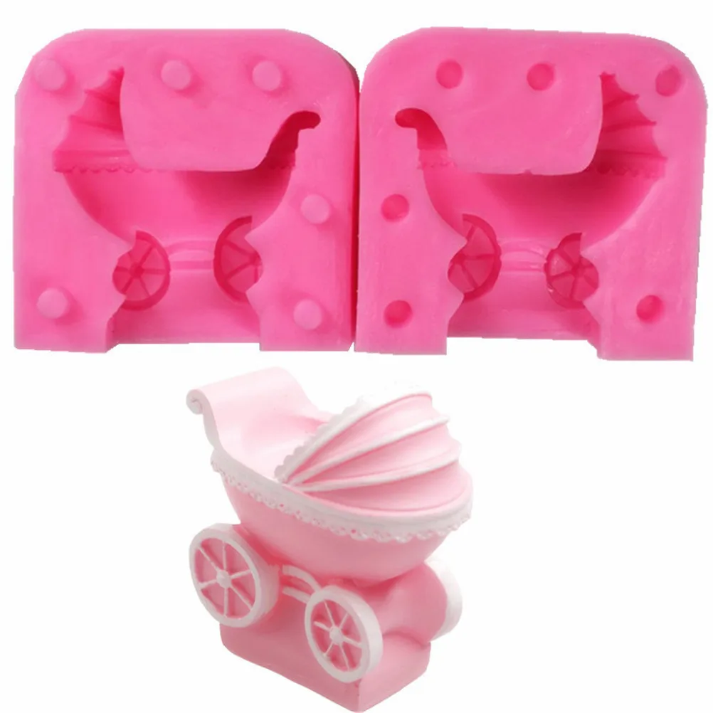 3D Baby Stroller Silicone Candle Mold Resin Clay Soap Molds Fondant Cake Decorating Sugar Paste Chocolate Candy Moulds new