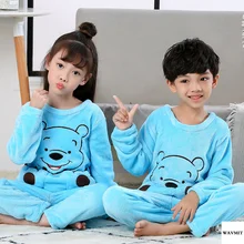 Hot Winter Children Fleece Pajamas Warm Flannel Sleepwear Girls Loungewear Coral Fleece Kids Pijamas Homewear Winter Pyjama Set