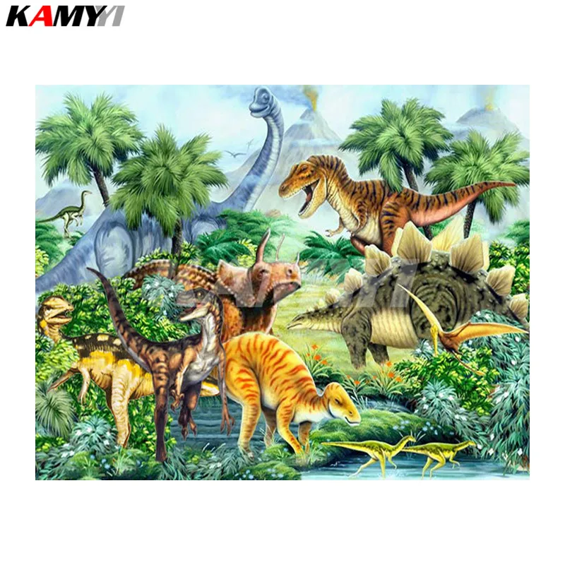Needlework 3D diamond embroidery dinosaur animal full resin diamond with picture home decor mosaic diy diamond painting dinosaur_