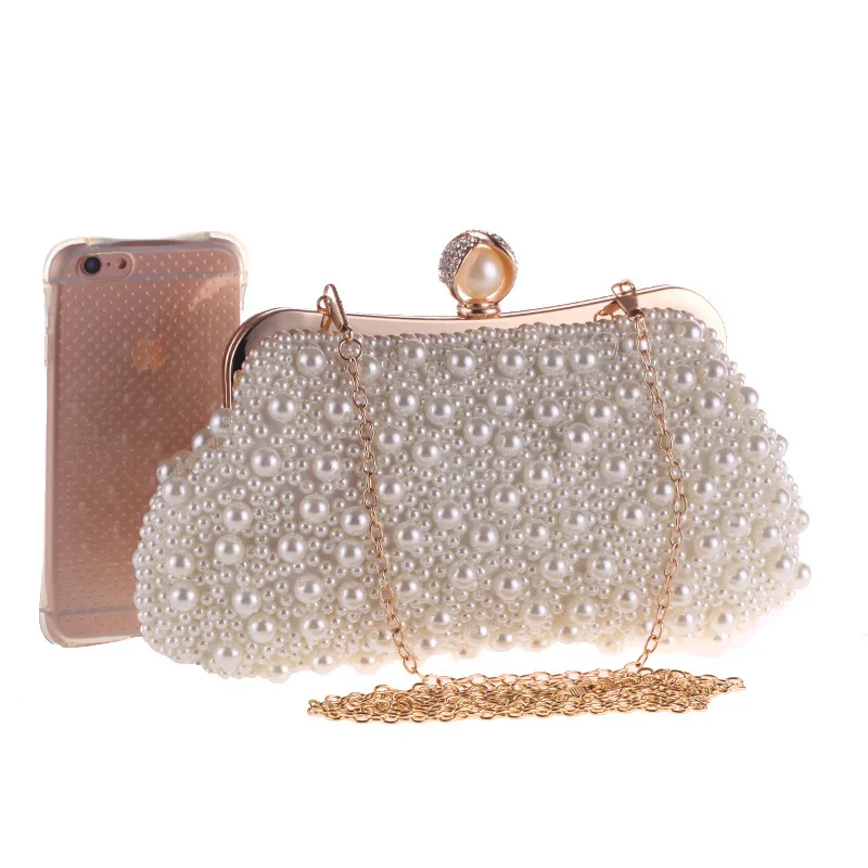 

New Pearl Dinner Bag Girls Handbag Late Pack Skew Square Pack