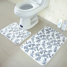 2pcs/set PVC Mesh Thicken Coral Fleece Floor Bath Mats Set Non Slip Bathroom Toliet Rugs 40*50+50*80cm Water Absorption Carpet