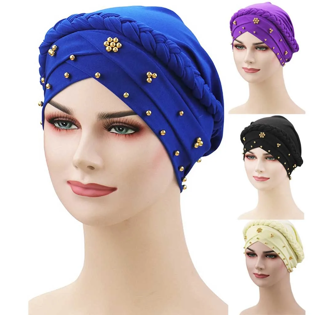 Женская шапка 2019 Женская оплетка индийский головной убор мусульманский эластичный тюрбан шапка после химиотерапии головной платок, шарф