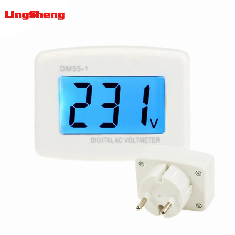

LCD Digital Voltmeter Volt Power Monitor AC 110V 220V Household AC Panel Meter EU/US Plug Blue Backlight Voltage Meter Tester