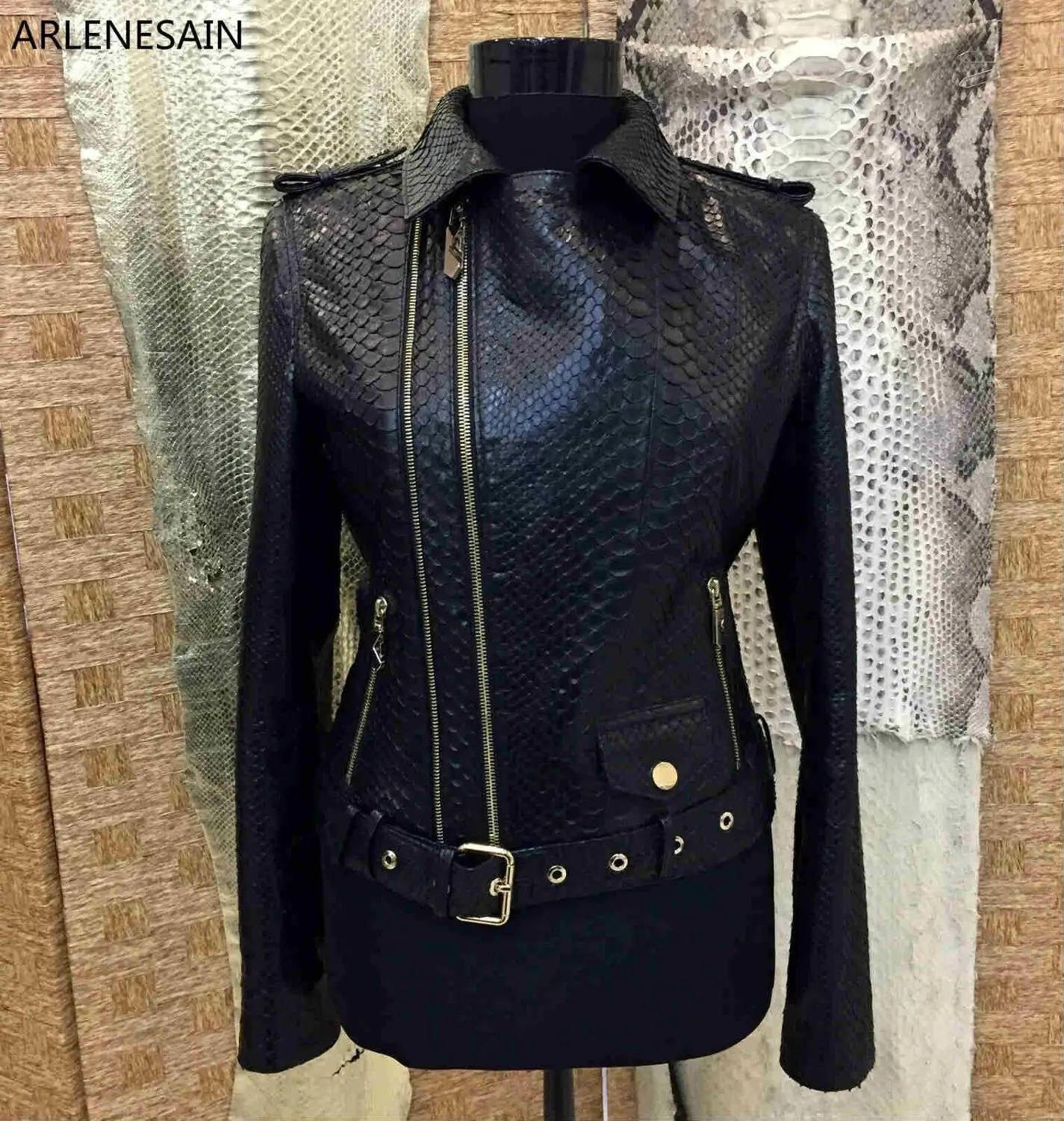 Buy Python Biker Leather Jacket