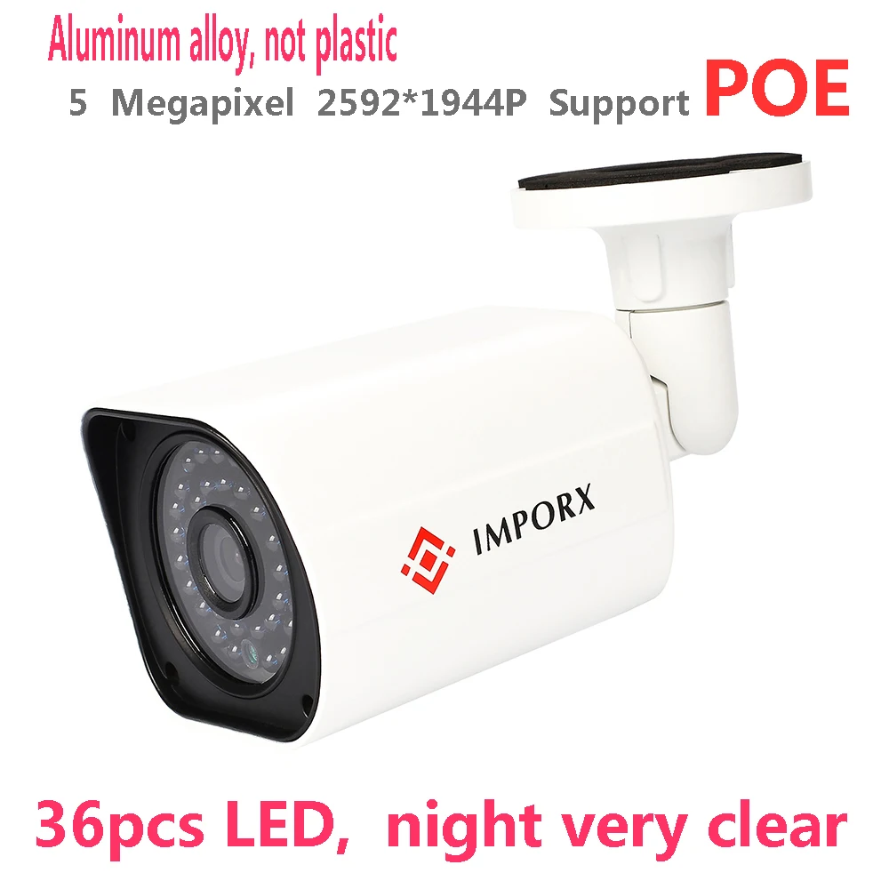 

IMPORX 5MP POE HD IP Camera Outdoor Waterproof Infrared Night Vision CCTV Security Video Surveillance H.265 P2P Bullet IP Camera