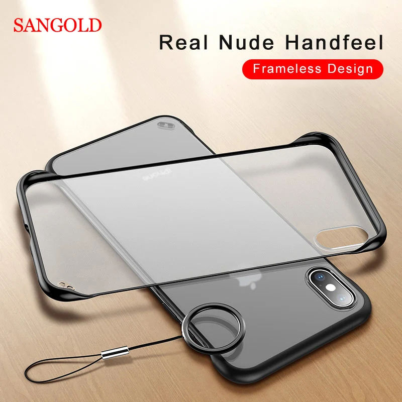 

For iphone x case frameless transparent coque for iphone 6s 7 8 plus xr xs msx phone case cover silicone luxury with finger ring