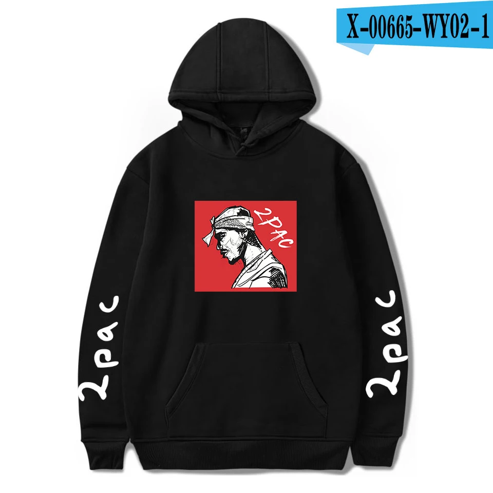 Новинка 2pac толстовка с капюшоном Rapper популярная Толстовка с принтом Зима/Осень Harajuku унисекс крутые худи Толстовка - Цвет: black