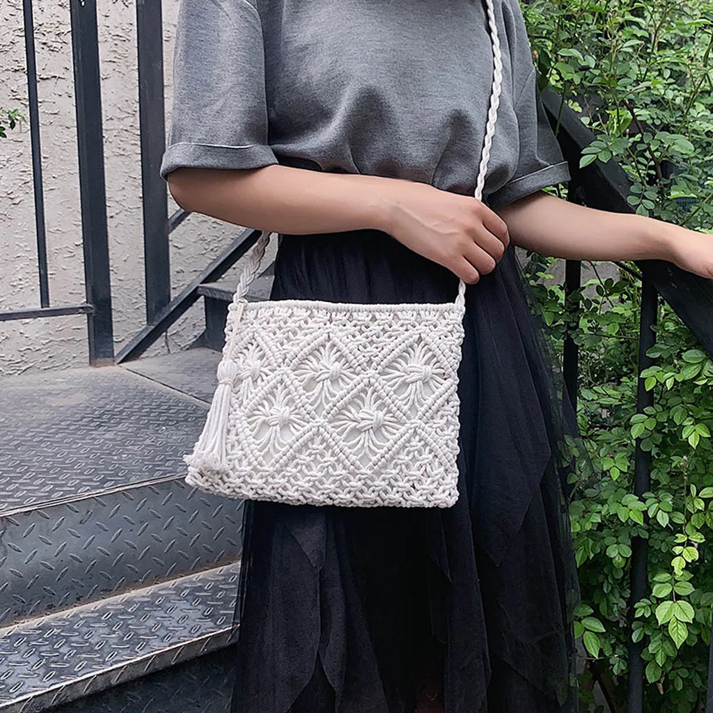ISHOWTIENDA Женская Плетеная соломенная сумка с кисточками открытые Ретро сплетенные сумки соломенный клатч женская летняя сумка-конверт