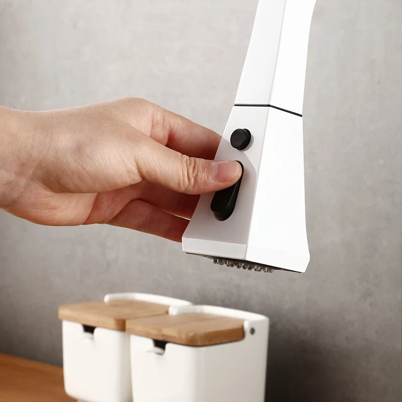 Fapully Kitchen Faucet White Silver Black Single Handle Double Out Pull Out Tap for Kitchen Swivel 360 Degree Water Mixer 1080 Fapully Kitchen Faucet White Silver Black Single Handle Double Out Pull Out Tap for Kitchen Swivel 360 Degree Water Mixer 1080