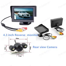 4.3 inch LED backlight display Car Monitor with 2 VA input auto switching video + reverse parking camera