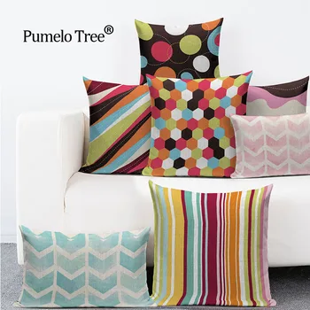 

Pillow Case Modern Simple Abstract Printed Geometric Pattern customized Cushion Cover Cotton Linen Home Decorative Throw Pillows