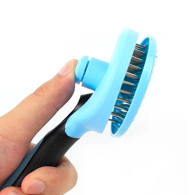 Hoopet Pet Dog Cat Self Cleaning Hair Brush Round Head Stainless Steel Pins Soft Touch Dog Hair Remover Deshedding Comb M006
