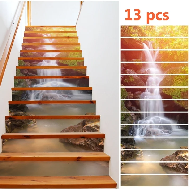 Водостойкие съемные наклейки для лестницы Sunshine Waterfall сделай сам 13 шт. украшения