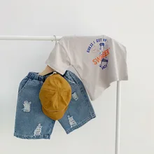 Детские шорты унисекс повседневные джинсовые шорты в Корейском стиле для маленьких девочек летние джинсы длиной до колена для мальчиков Новое поступление, шорты для малышей