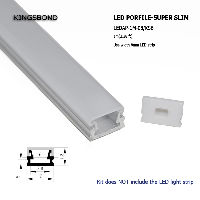 20PCS 1M super slim Led profile waterproof cover led channel led aluminum for 8mm pcb board led