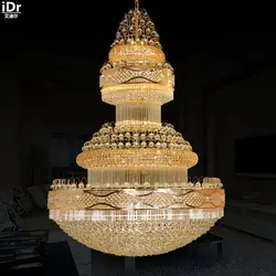 Дуплекс вилла лестница светодиодные лампы кристалла гостиная кристалл лампы отель крупных проектов золото Люстры lmy-0203