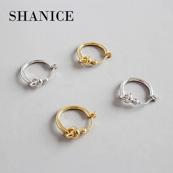 

SHANICE 925 sterling silver Japan & Korea simple knotted knot concentric knot gold color hoop earrings fine jewelry friend gift