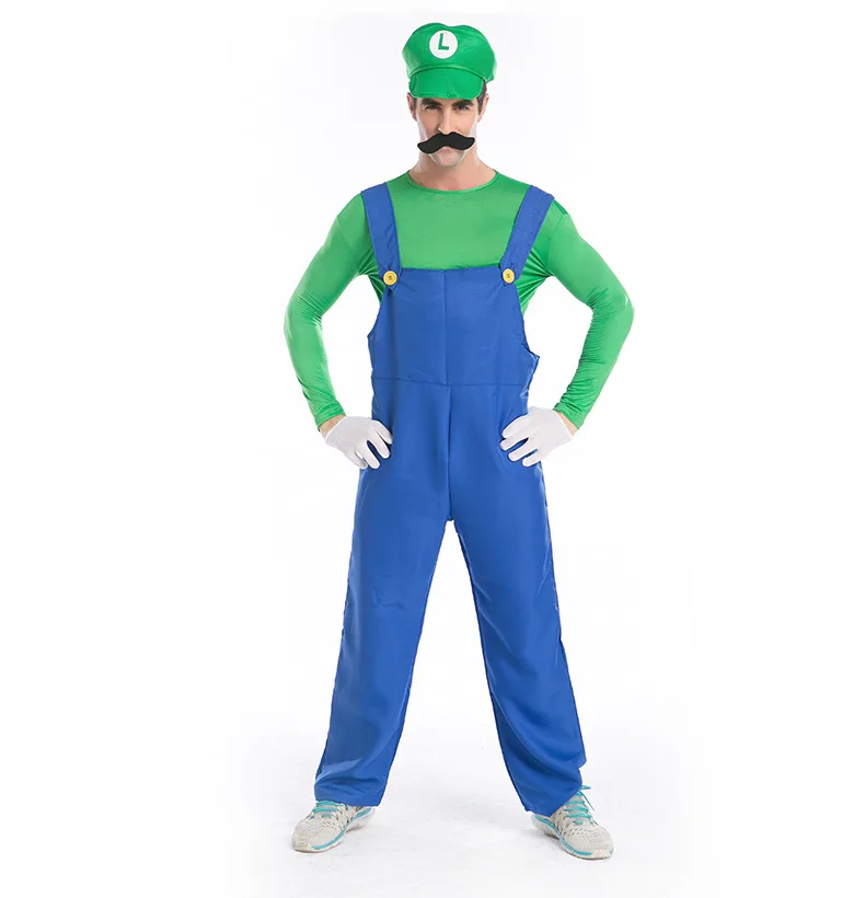Halloween Costumes Men Super Mario Luigi Brothers Plumber Costume
