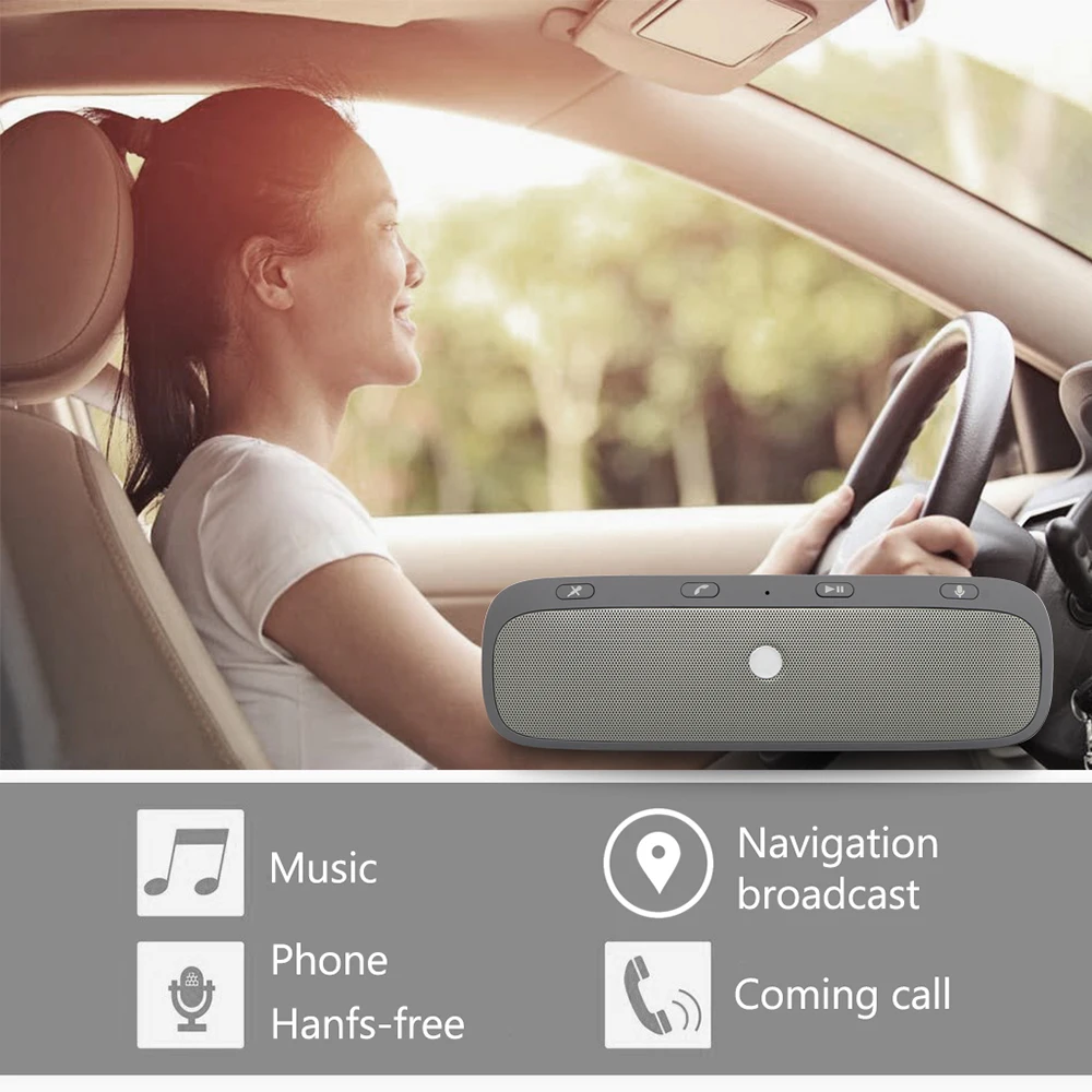 Onever Bluetooth автомобильный комплект, автомобильный Bluetooth громкая связь, динамик, телефон, солнцезащитный козырек, автомобильный динамик, плеер, беспроводная поддержка личных разговоров