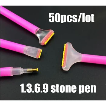 

50pcs/lot Diamond Painting Pen Accessories Rhinestones Mosaic Pictures 1/3/6/9 Head Diamond Embroidery Point Drill Pen