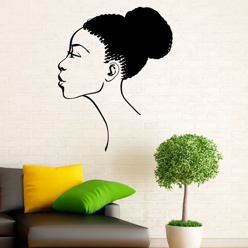 Africa Girls PVC Wall Stickers African Beautiful Woman Self Adhesive